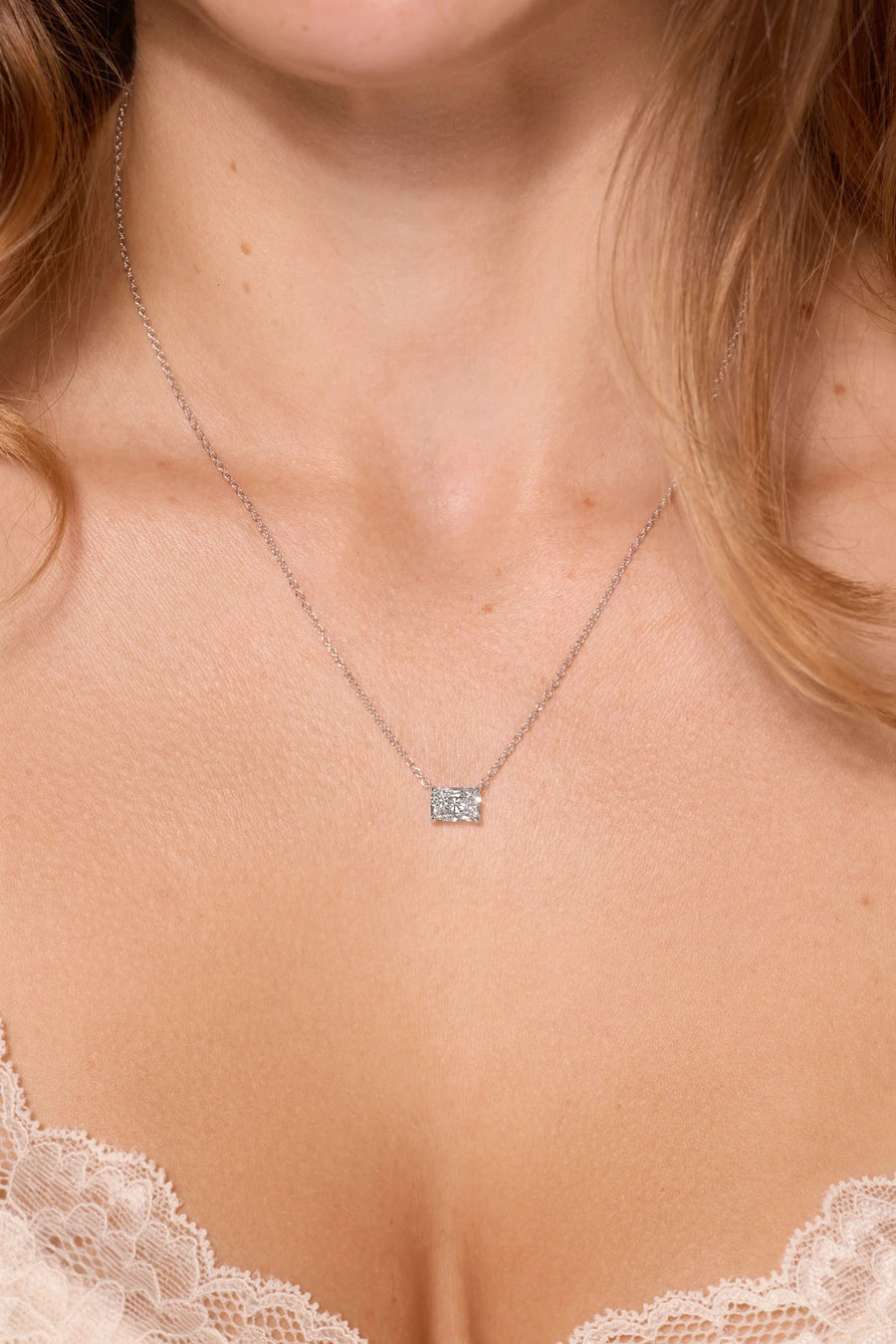 Radiant Lab-grown Diamond Solitaire East-West Pendant