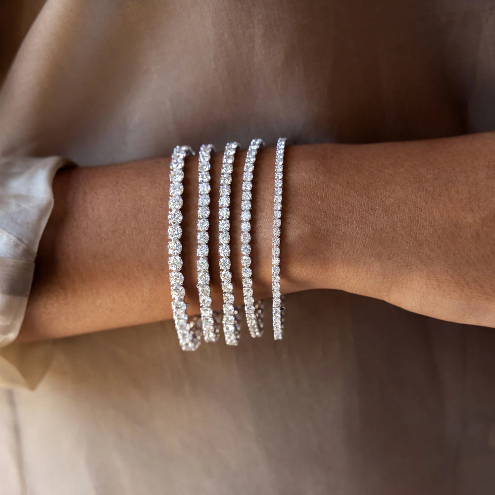 Round Brilliant Lab Diamond Four Prong Tennis Bracelet