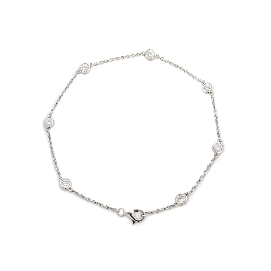 3mm Round Brilliant Cut Lab Grown Diamond  Bezel-Set Station Bracelet
