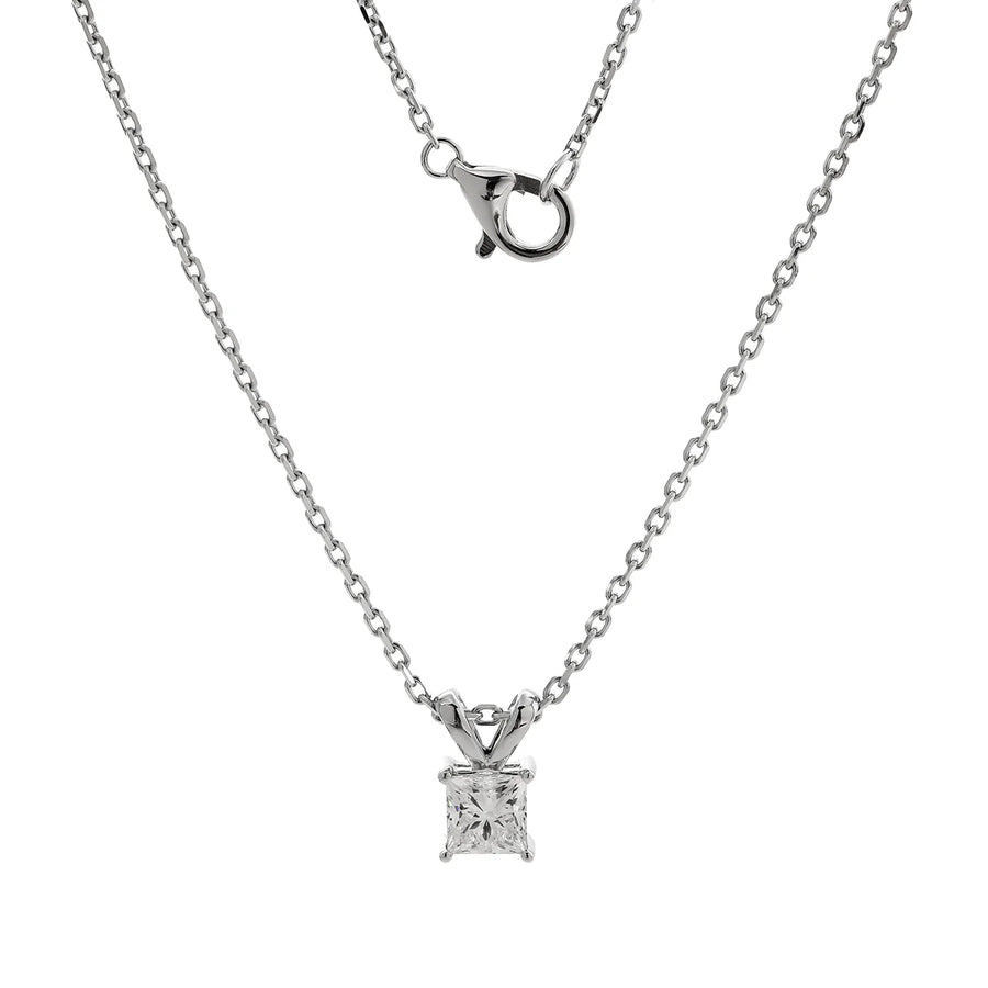 Princess-cut lab-grown diamond four-prong setting necklace