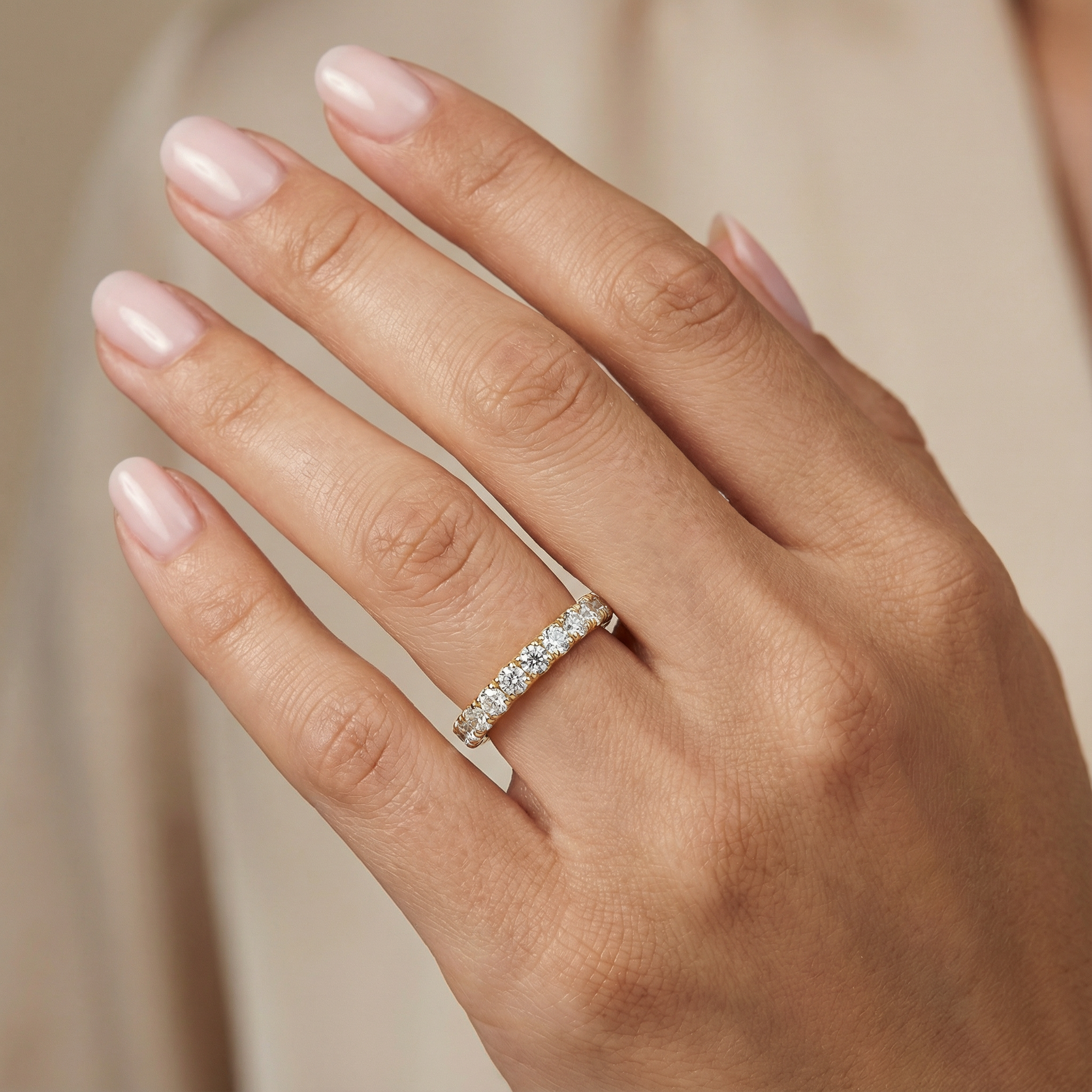 Round Lab Diamond Pave Eternity Band