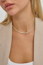 Round brilliant-cut lab-grown diamond tennis necklace
