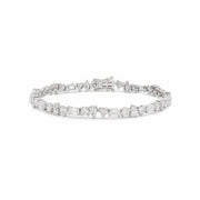 Lab-grown diamond tennis bracelet, adorned with four different diamond shapes.