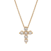 Round lab-grown diamond six-stone cross necklace