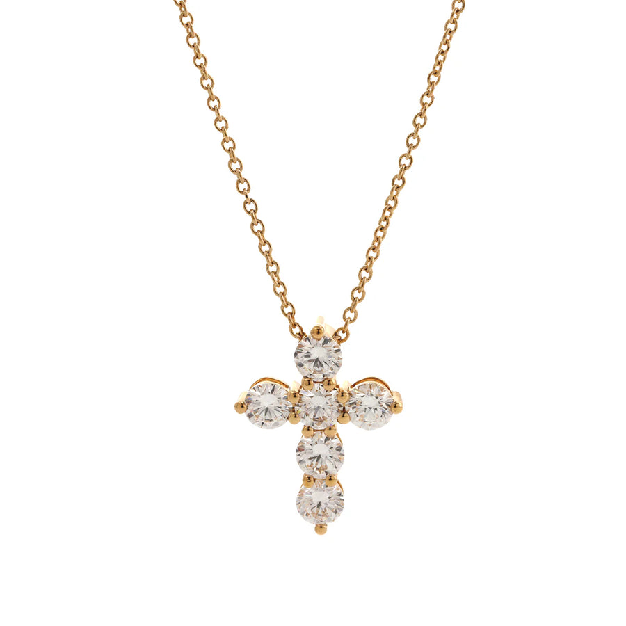 Round lab-grown diamond six-stone cross necklace