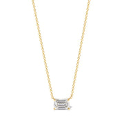 Emerald Lab-grown Diamond Solitaire East-West Pendant