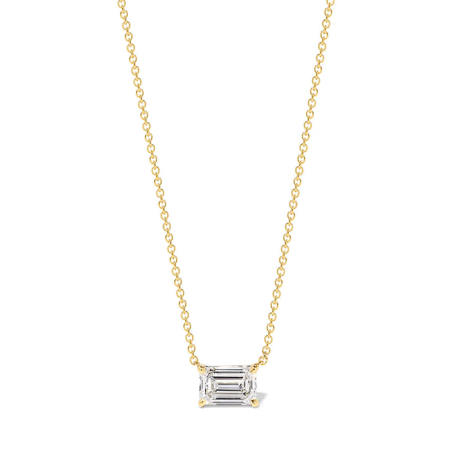 Emerald Lab-grown Diamond Solitaire East-West Pendant