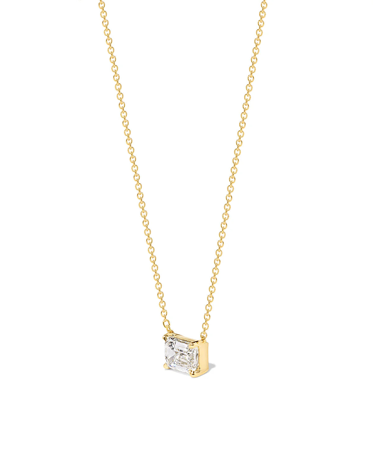 Emerald-cut laboratory solitaire pendant necklace