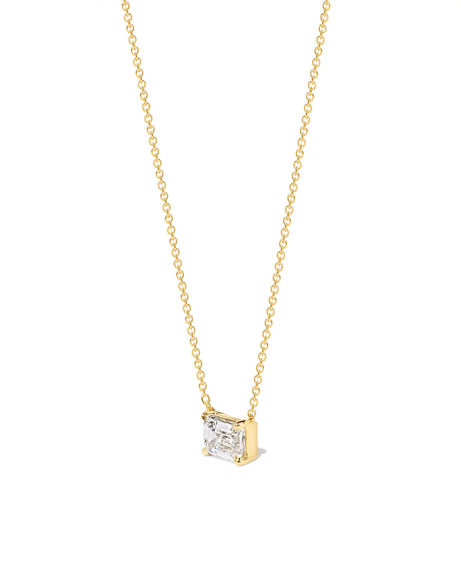 Emerald Lab-grown Diamond Solitaire East-West Pendant