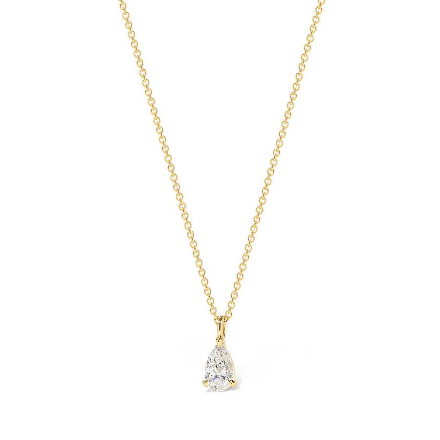 Pear-shaped single diamond necklace
