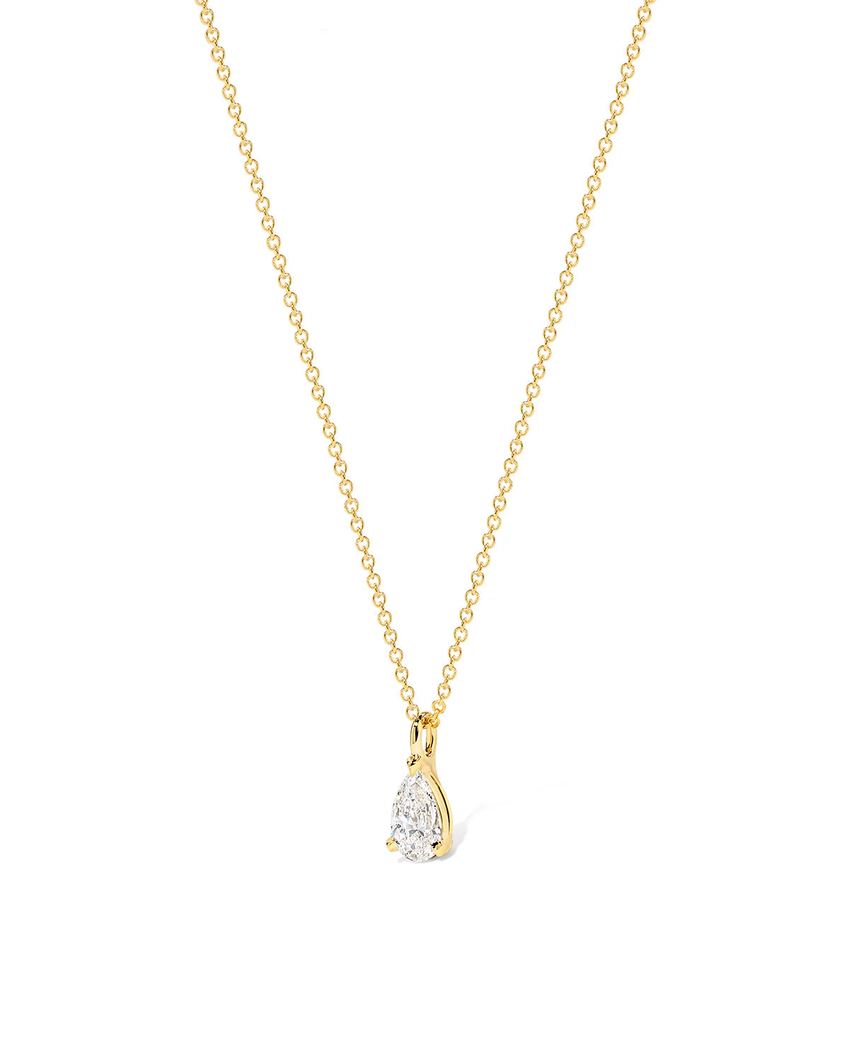 Pear-shaped single diamond necklace