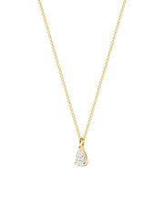 Pear-shaped single diamond necklace