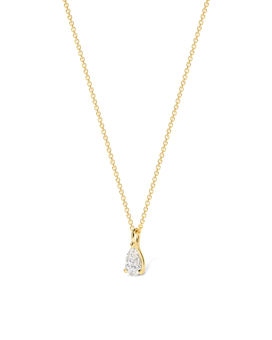 Pear-shaped single diamond necklace