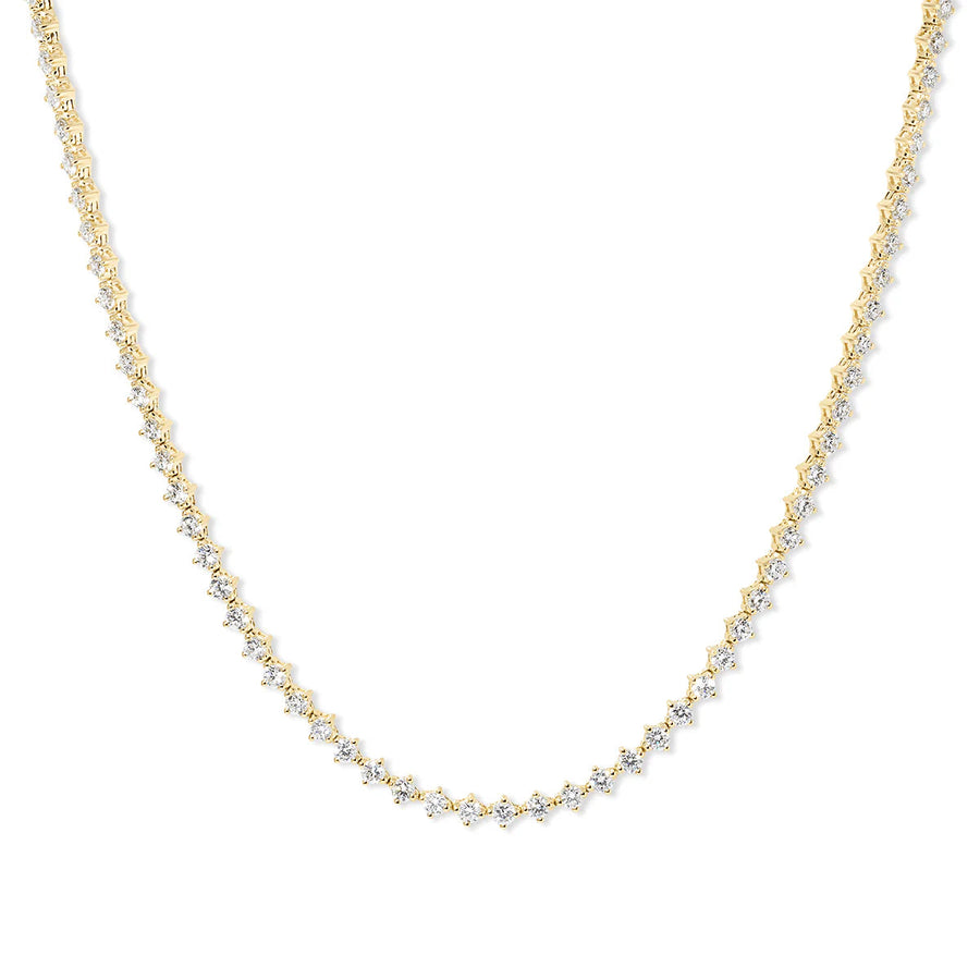 Round-cut lab-grown diamond bezel tennis necklace