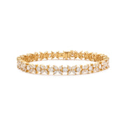 Marquise-cut and round-cut lab-grown diamond floral tennis bracelet