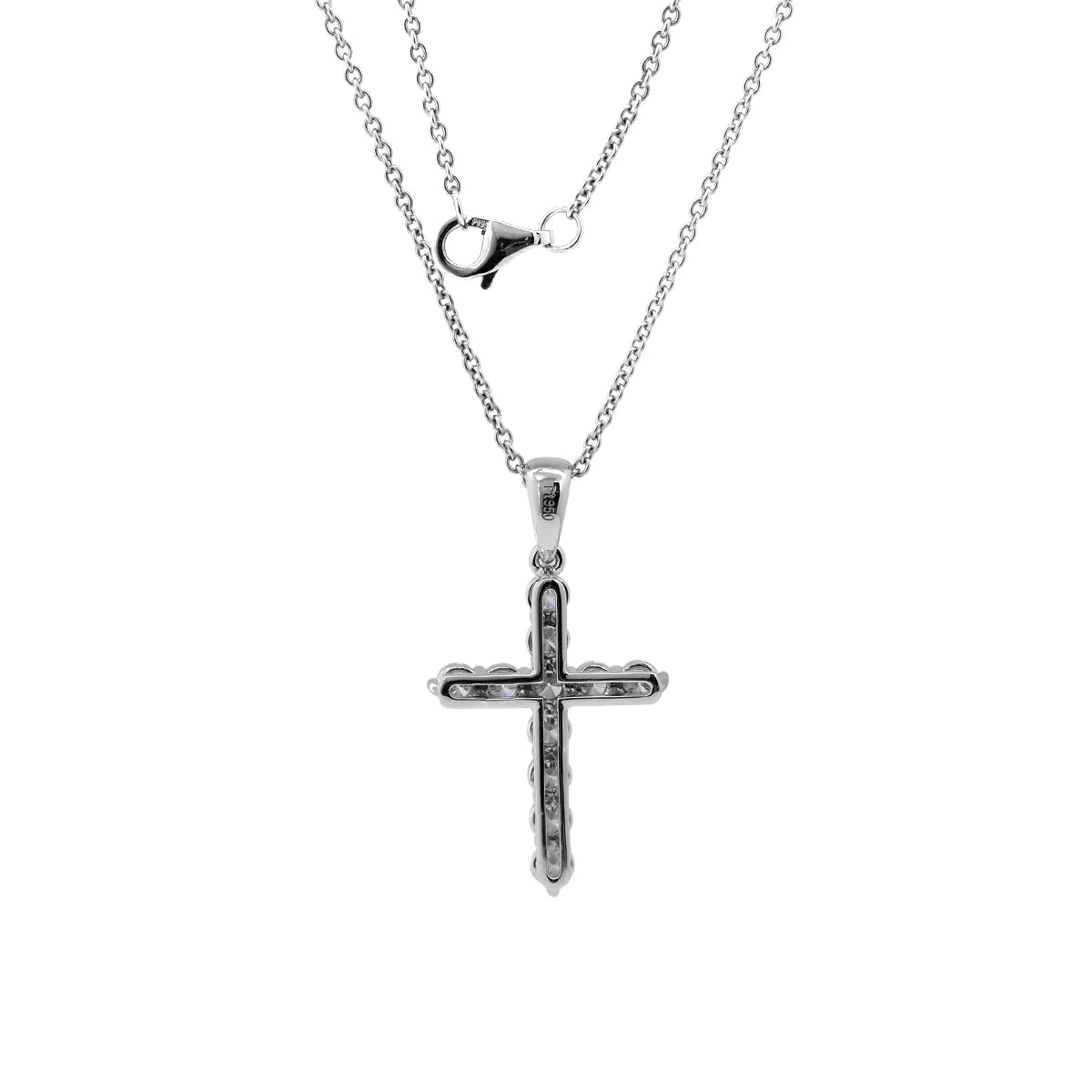 Round lab-grown diamond cross pendant necklace