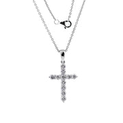 Round lab-grown diamond cross pendant necklace