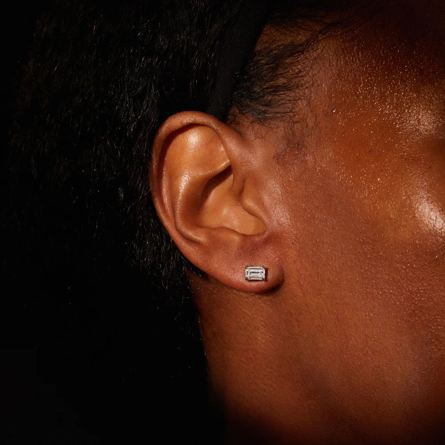 Lab Diamond Emerald Four Prong Studs