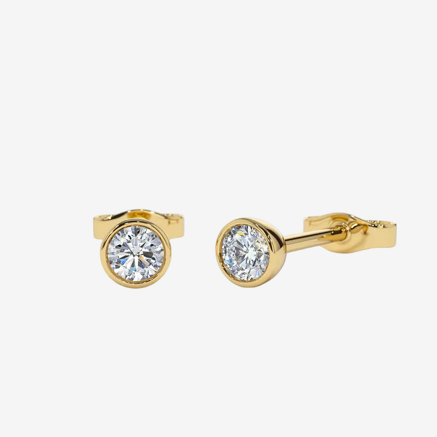 Bezel-set lab-grown round brilliant-cut diamond stud earrings