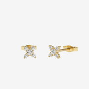 Cross-shaped X-shaped lab-grown diamond stud earrings