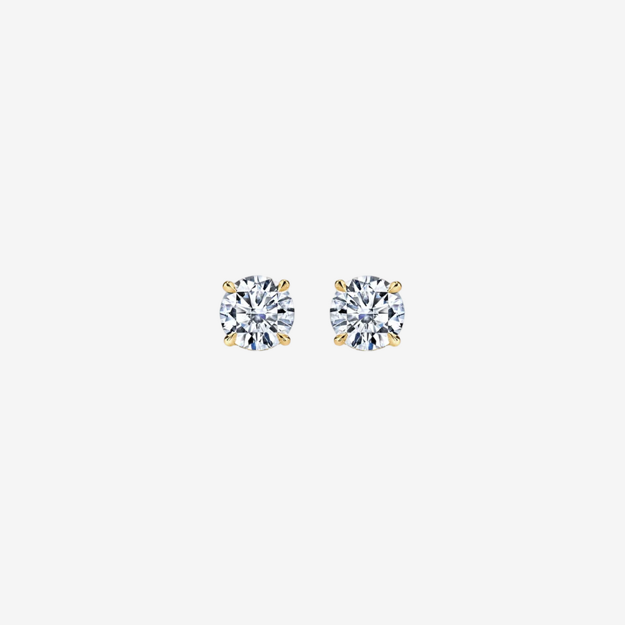 round brilliant-cut Lab diamond Four Prong stud earrings