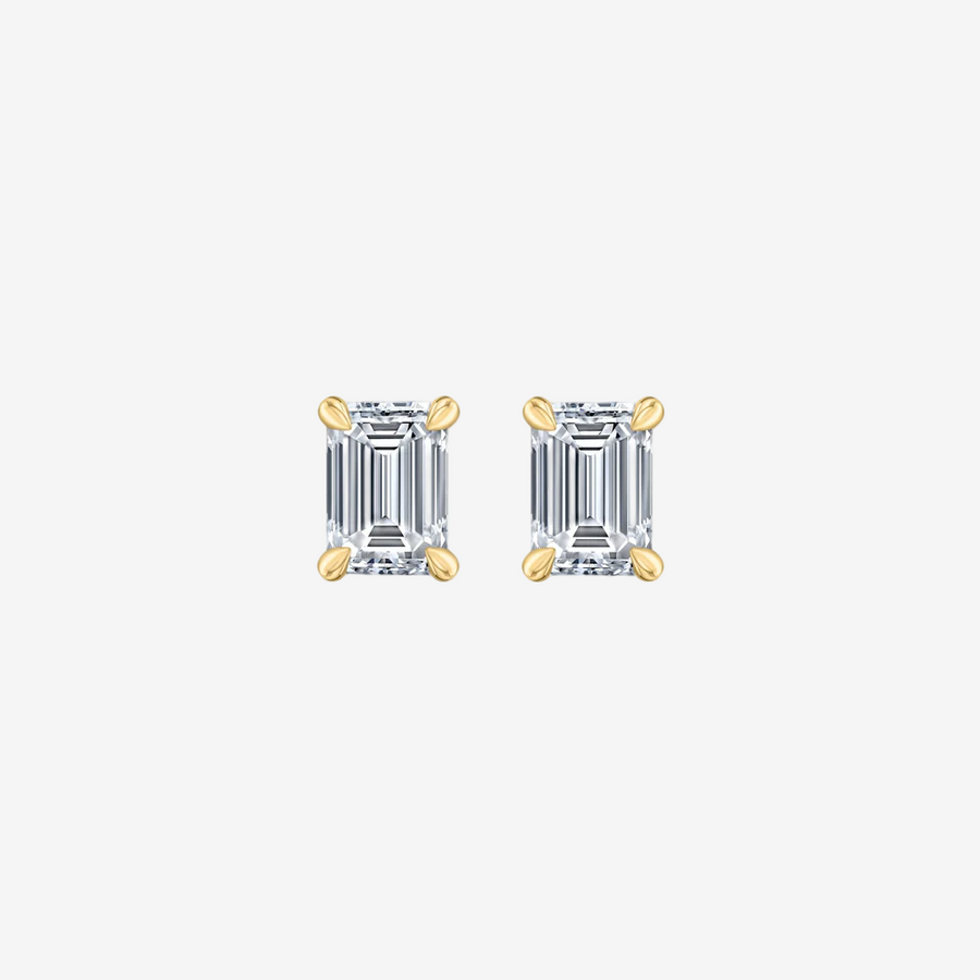Lab Diamond Emerald Four Prong Studs