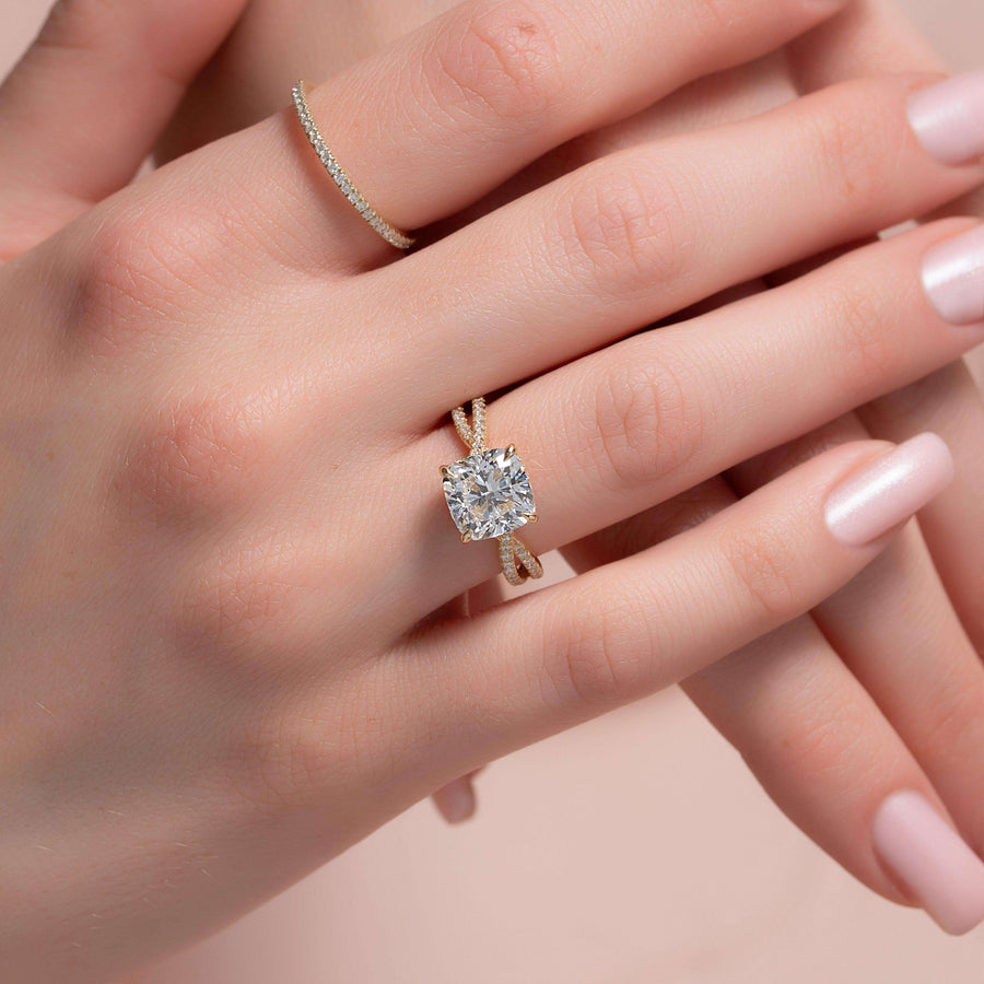 square-cut engagement ring