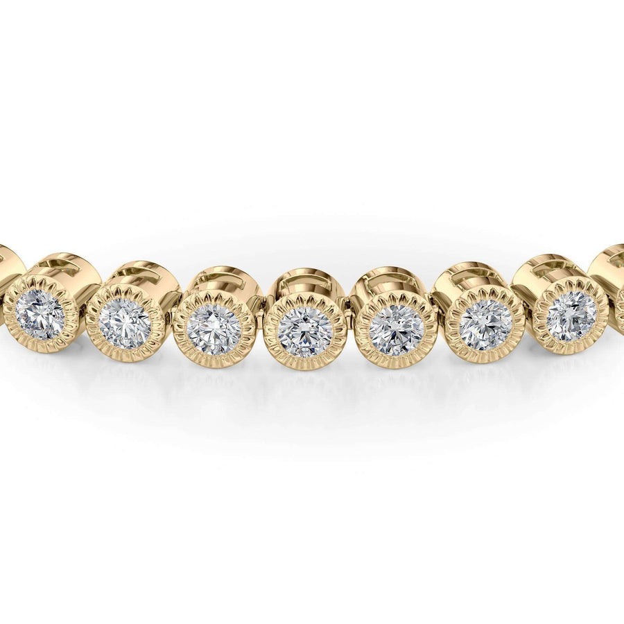 Bezel-set round brilliant-cut lab-grown diamond tennis bracelet