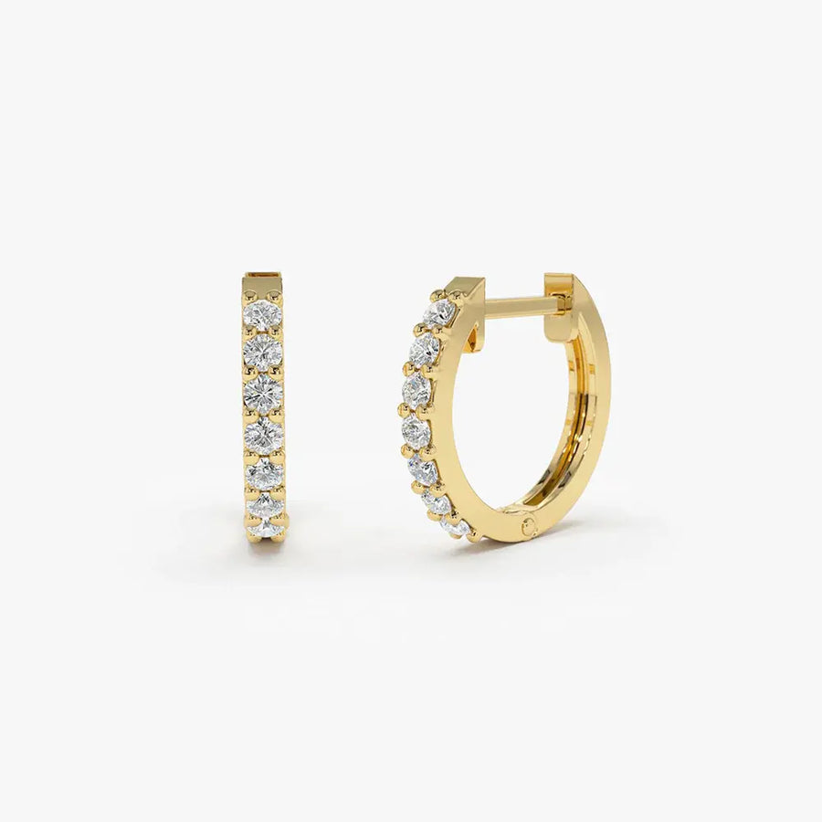 Round Brilliant Cut Lab Grown Diamond Gold Hoop Earrings