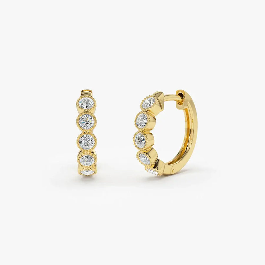 Lab diamond gold-framed diamond earrings