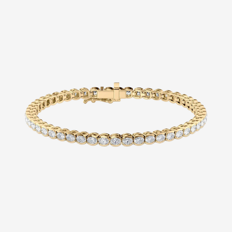 Bezel-set round brilliant-cut lab-grown diamond tennis bracelet