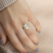 Radiant Lab-grown Diamond Engagement Pave Prong  Ring
