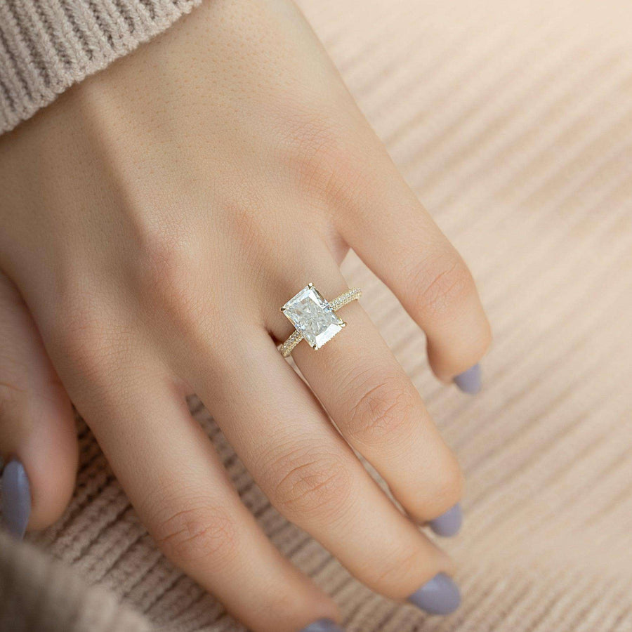 Radiant Lab-grown Diamond Engagement Pave Prong  Ring