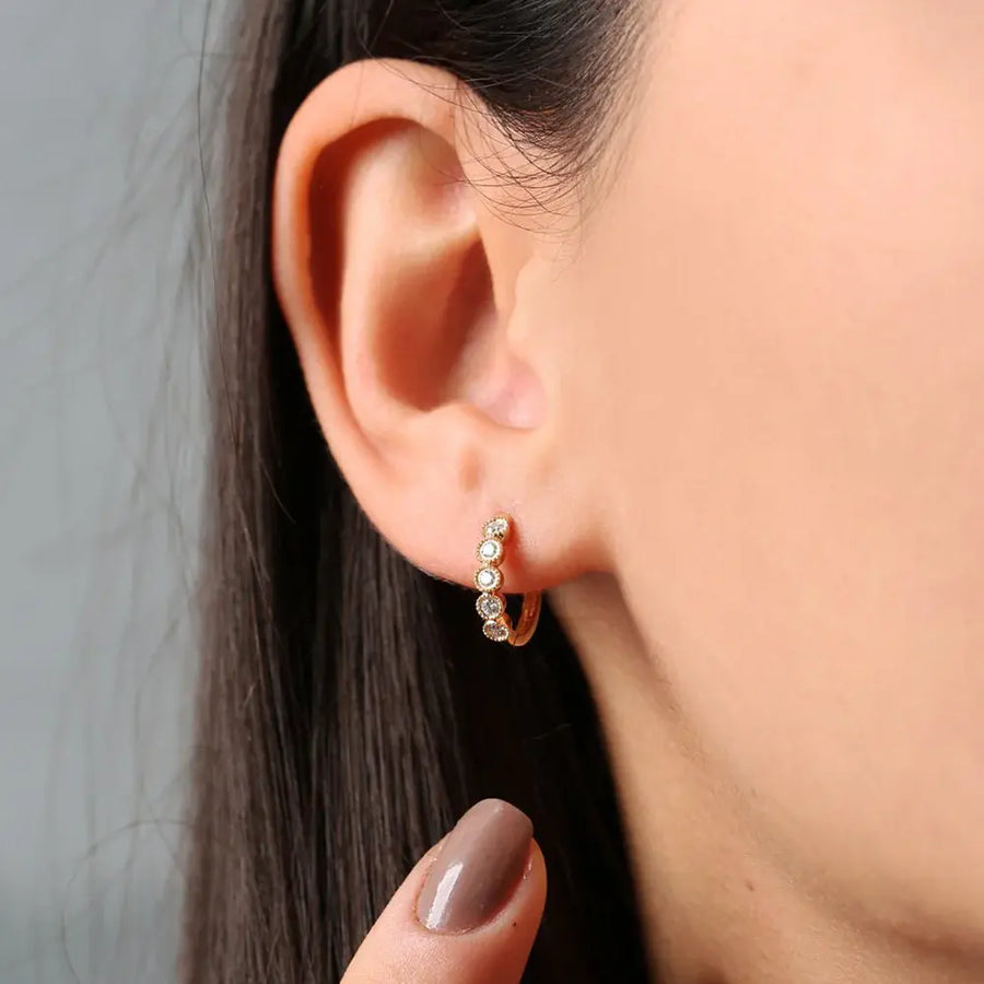 Lab diamond gold-framed diamond earrings