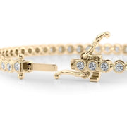 Bezel-set round brilliant-cut lab-grown diamond tennis bracelet