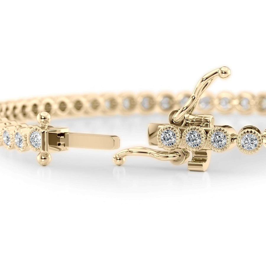 Bezel-set round brilliant-cut lab-grown diamond tennis bracelet