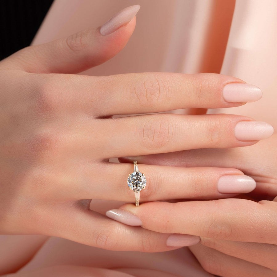 Classic four-pronged round brilliant-cut Lab Grown Diamond Three-Stone Engagement Ring