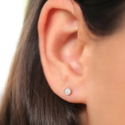 Bezel-set lab-grown round brilliant-cut diamond stud earrings