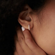 Round Brilliant Cut Lab Grown Diamond Gold Hoop Earrings