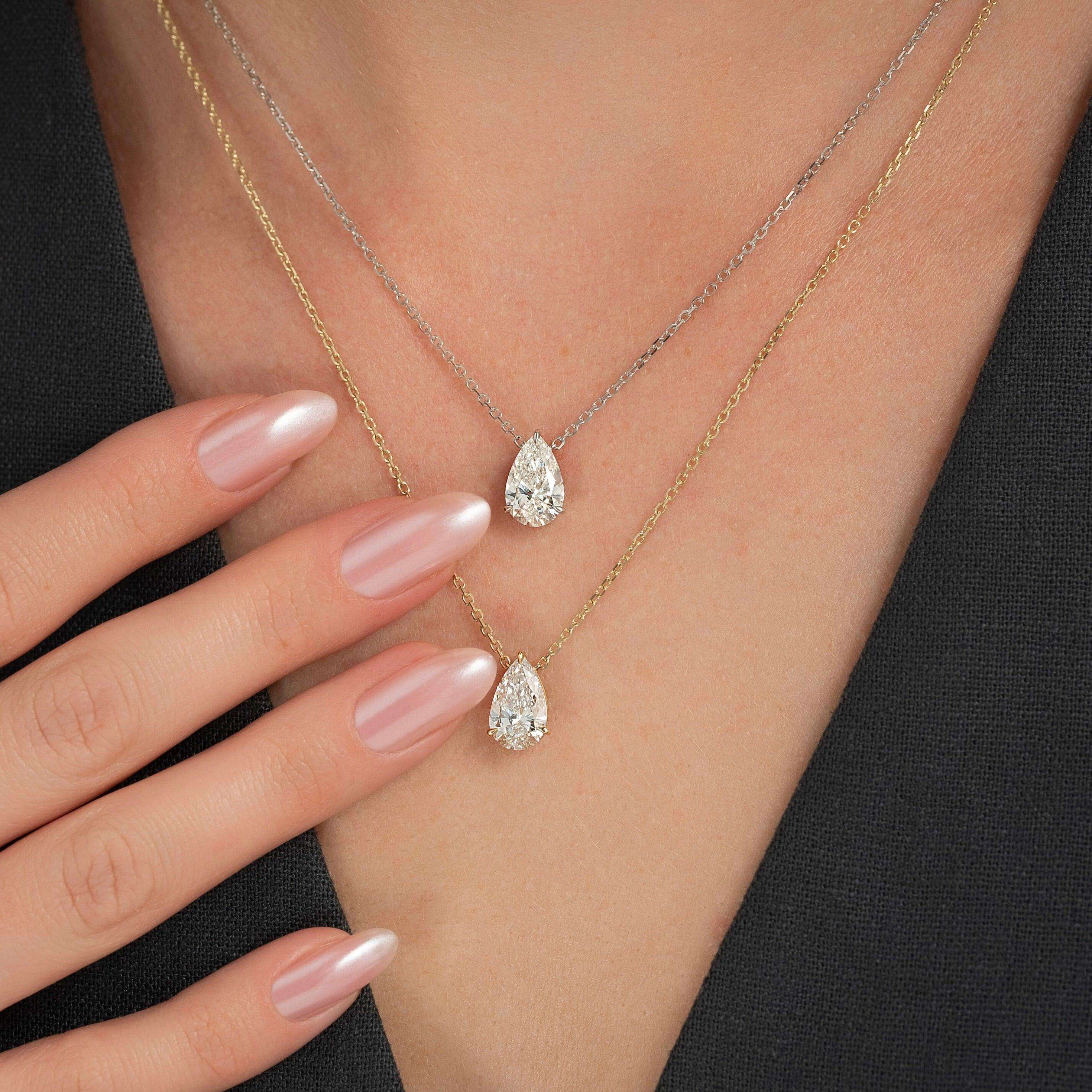 Pear Shape Lab Diamond Solitaire Pendant