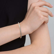 Bezel-set round brilliant-cut lab-grown diamond tennis bracelet