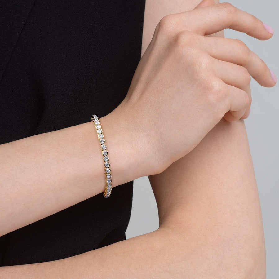 Bezel-set round brilliant-cut lab-grown diamond tennis bracelet