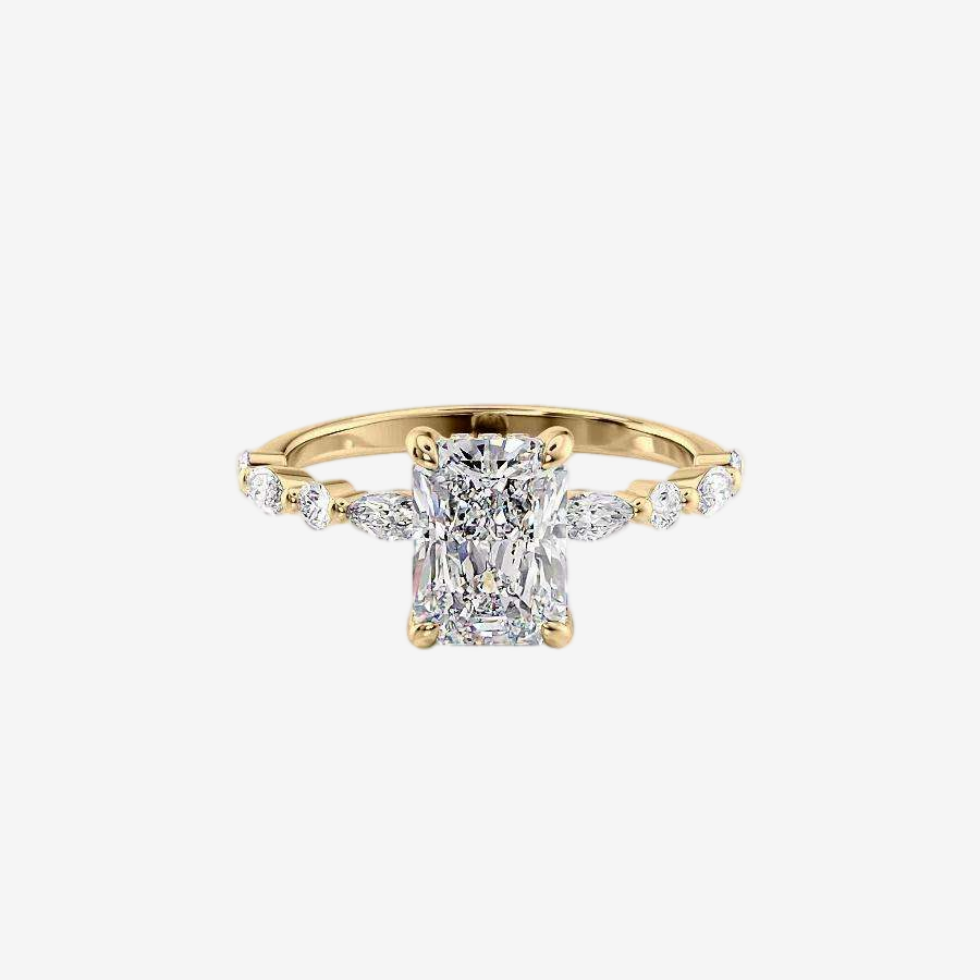A dazzling single-Radiant lab-grown diamond engagement ring