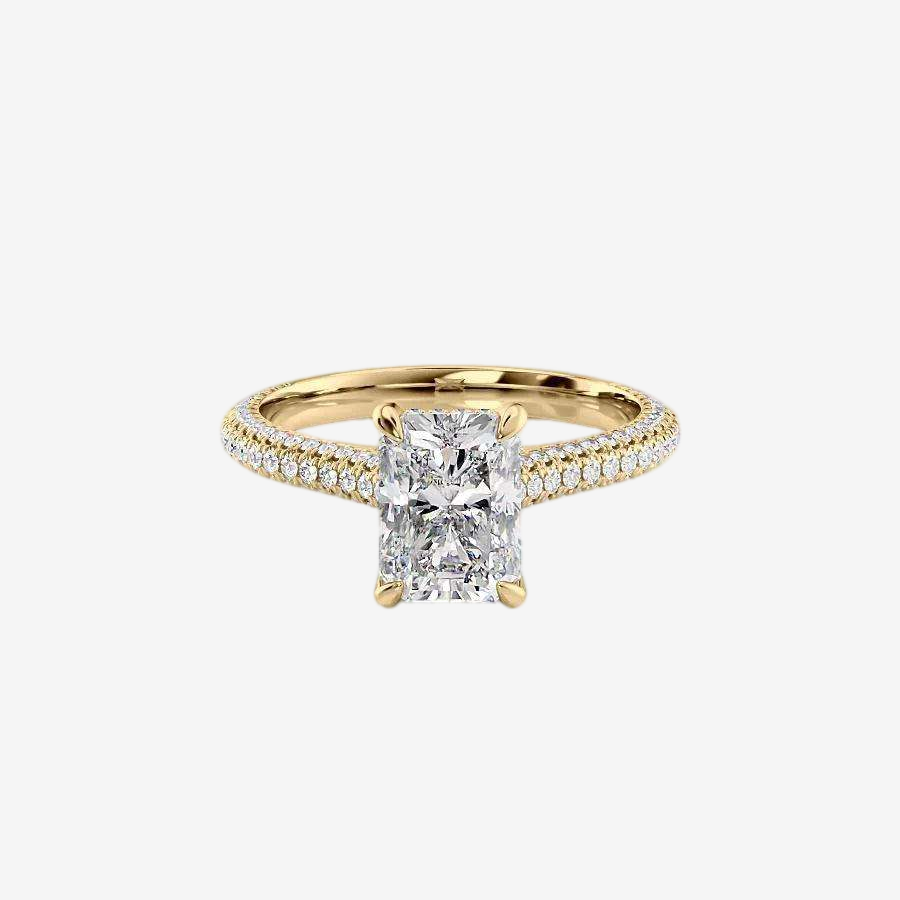 Radiant Lab-grown Diamond Engagement Pave Prong  Ring