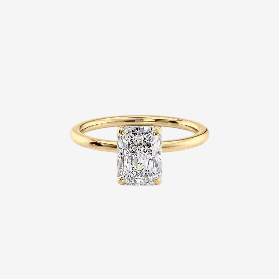 Radiant brilliant cut solitaire lab-grown diamond engagement ring