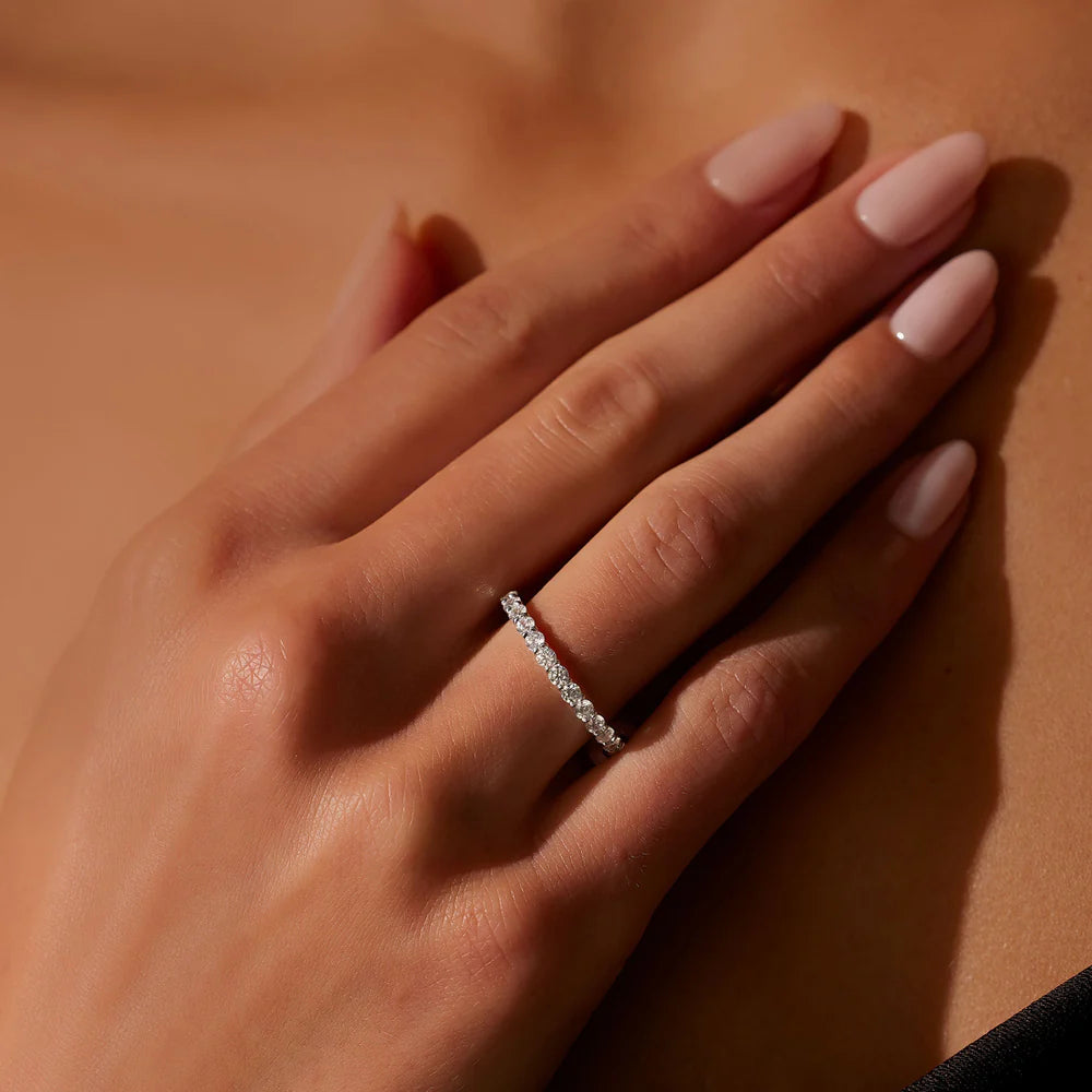 Round Brilliant Lab Diamond Pave Eternity Band