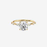 Round brilliant cut lab-grown diamond Yellow Gold Engagement Ring