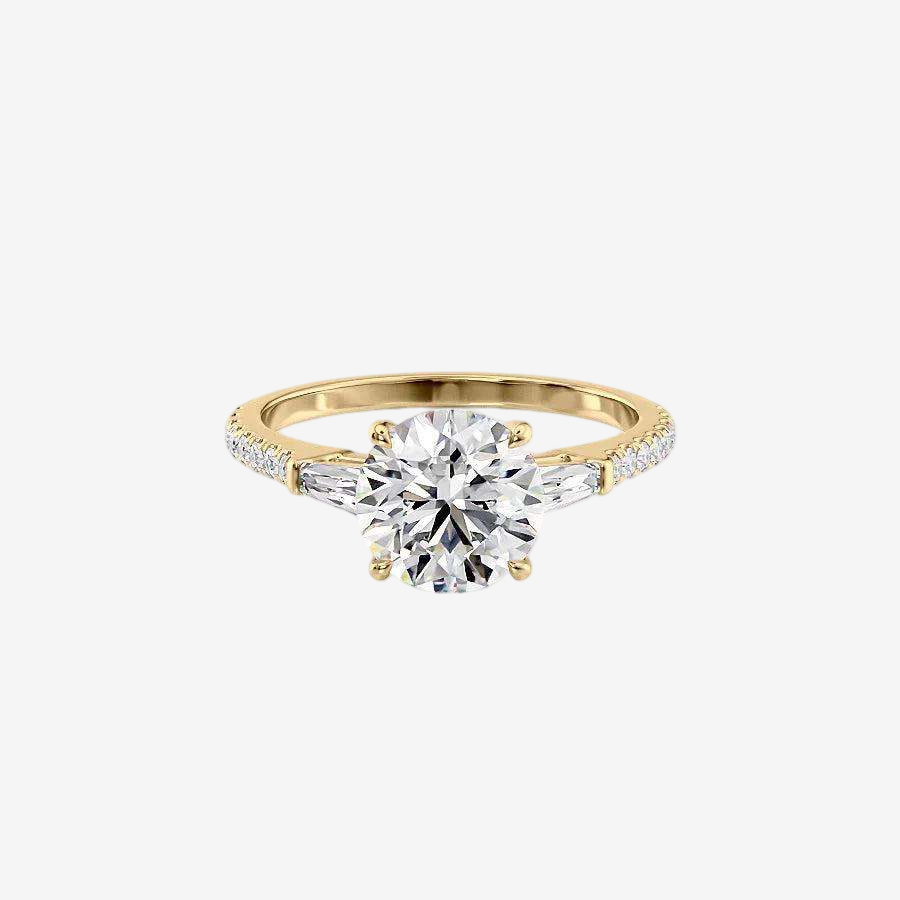 Classic four-pronged round brilliant-cut Lab Grown Diamond Three-Stone Engagement Ring