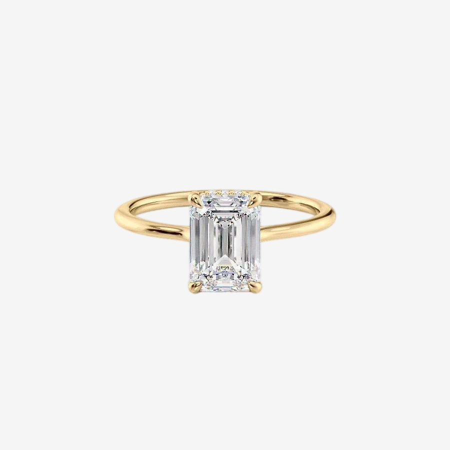 Emerald Solitaire Lab-Grown Diamond Engagement Ring