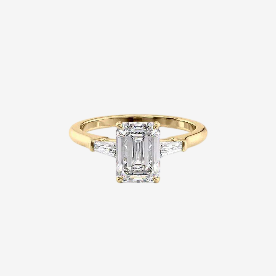 Emerald-Cut Lab-Grown Diamond Three-Stone Engagement ring